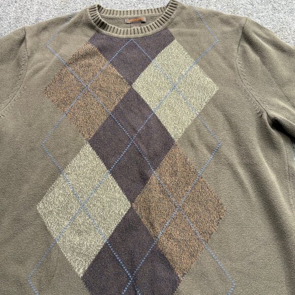 Preppy Argyle Sweater Mens XL Sage Academia Grandpa Classic Collegiate Heritage - Picture 2 of 10
